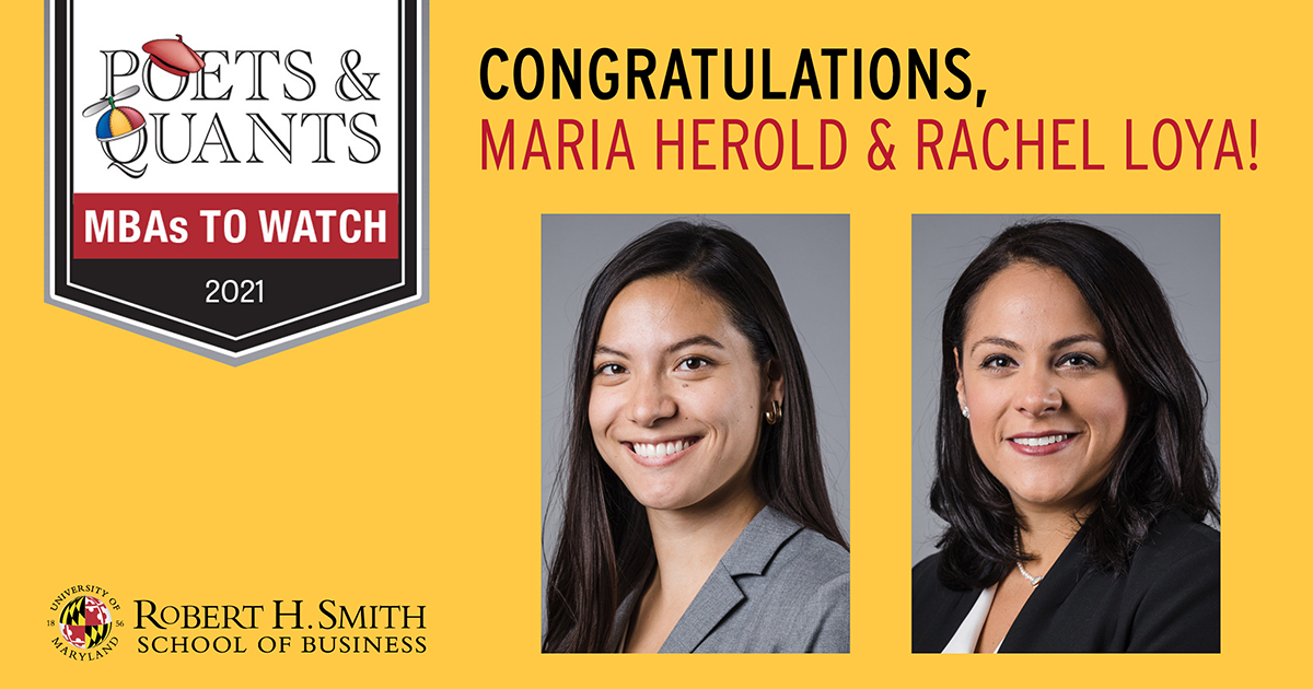 Full-time MBA graduates, Maria Herold and Rachel Loya
