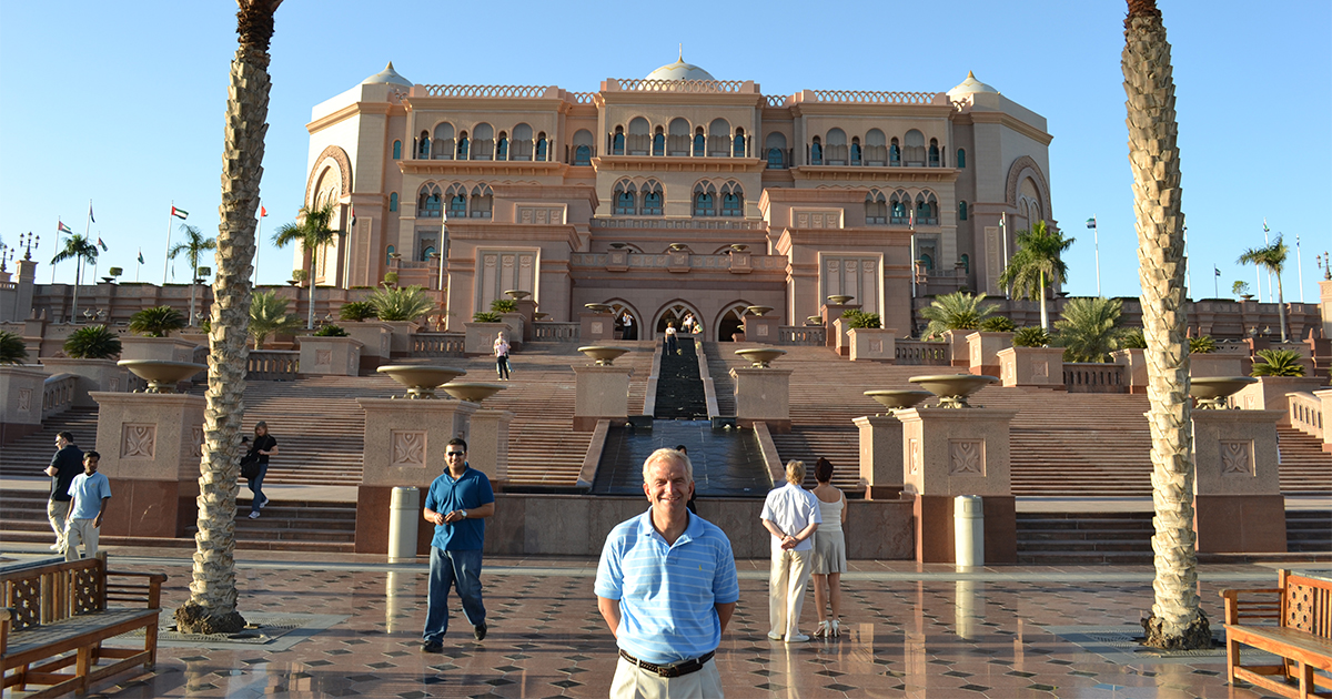 Professor Mark Wellman poses for a photo during the Winter 2011 student Study trip to the UAE.