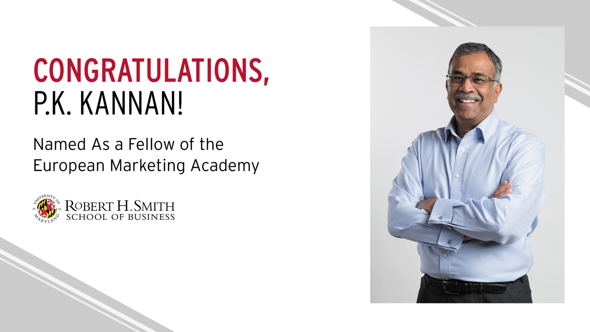 European Marketing Academy Honors P.K. Kannan Maryland Smith