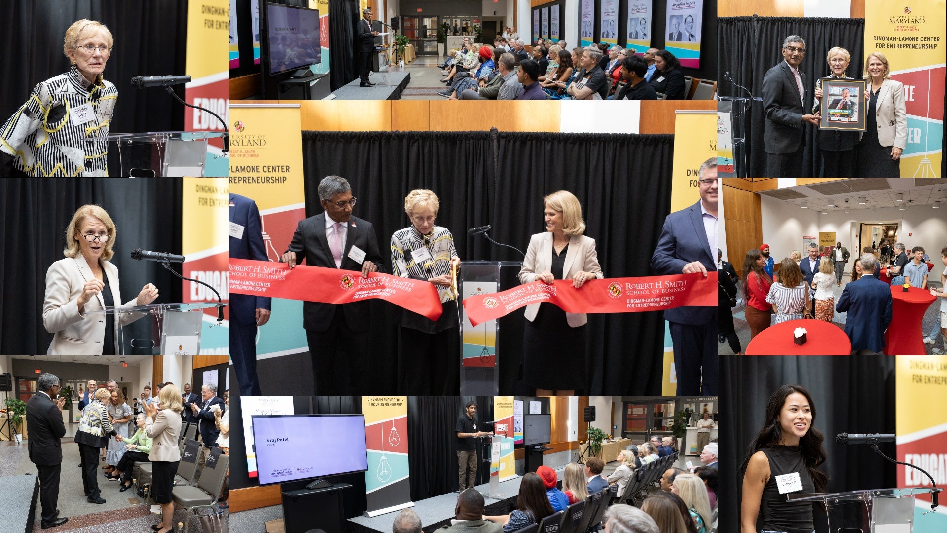 Collage of photos from Dingman-Lamone Center's naming ceremony.