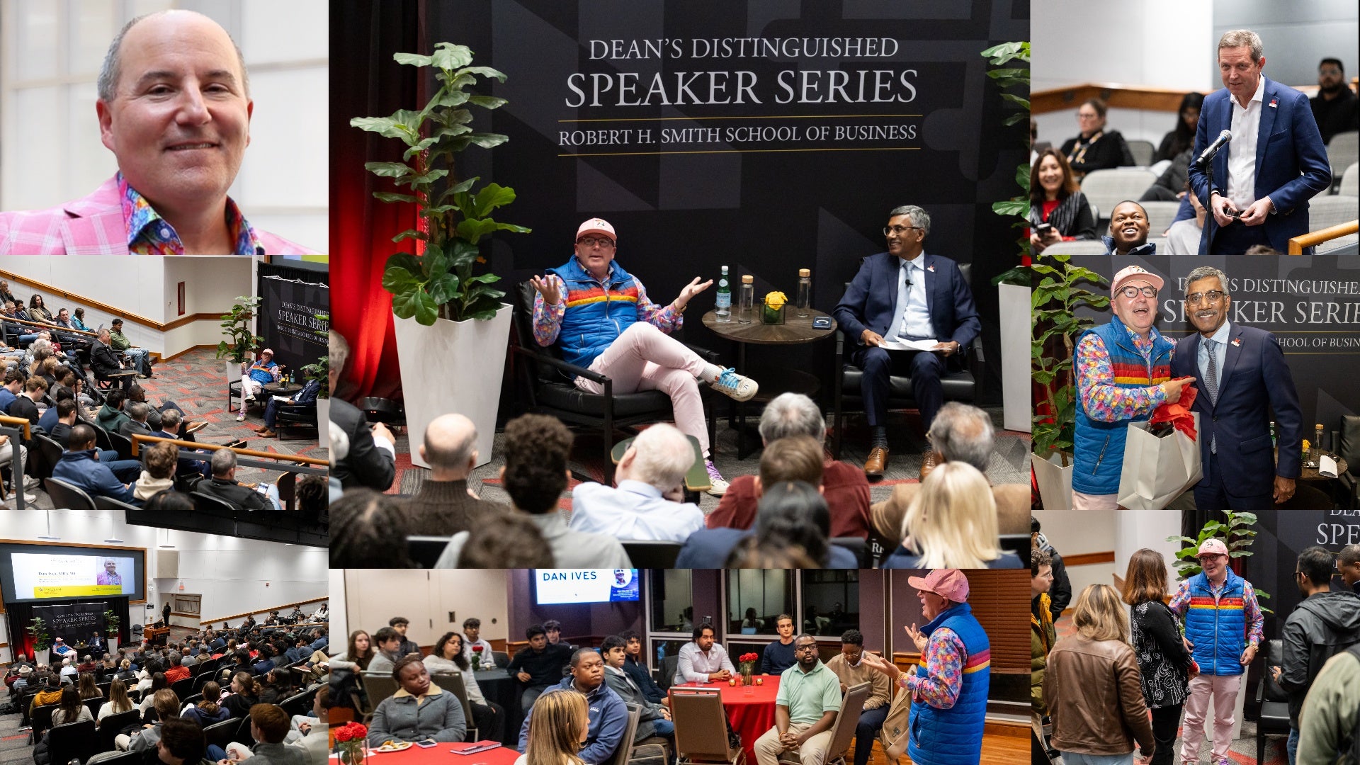 Alumnus Dan Ives, MBA ’00, speaks with Dean Prabhudev Konana and engages with students during the Dean’s Distinguished Speaker Series at the University of Maryland’s Robert H. Smith School of Business.
