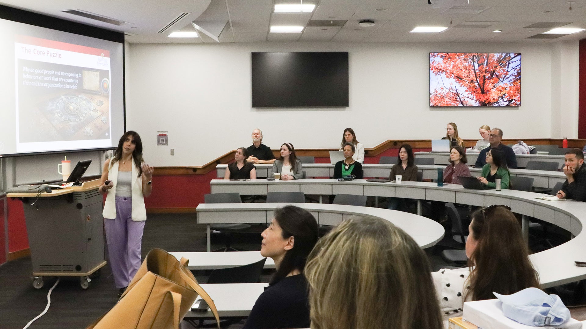 Professor Rellie Derfler-Rozin presents research to audience