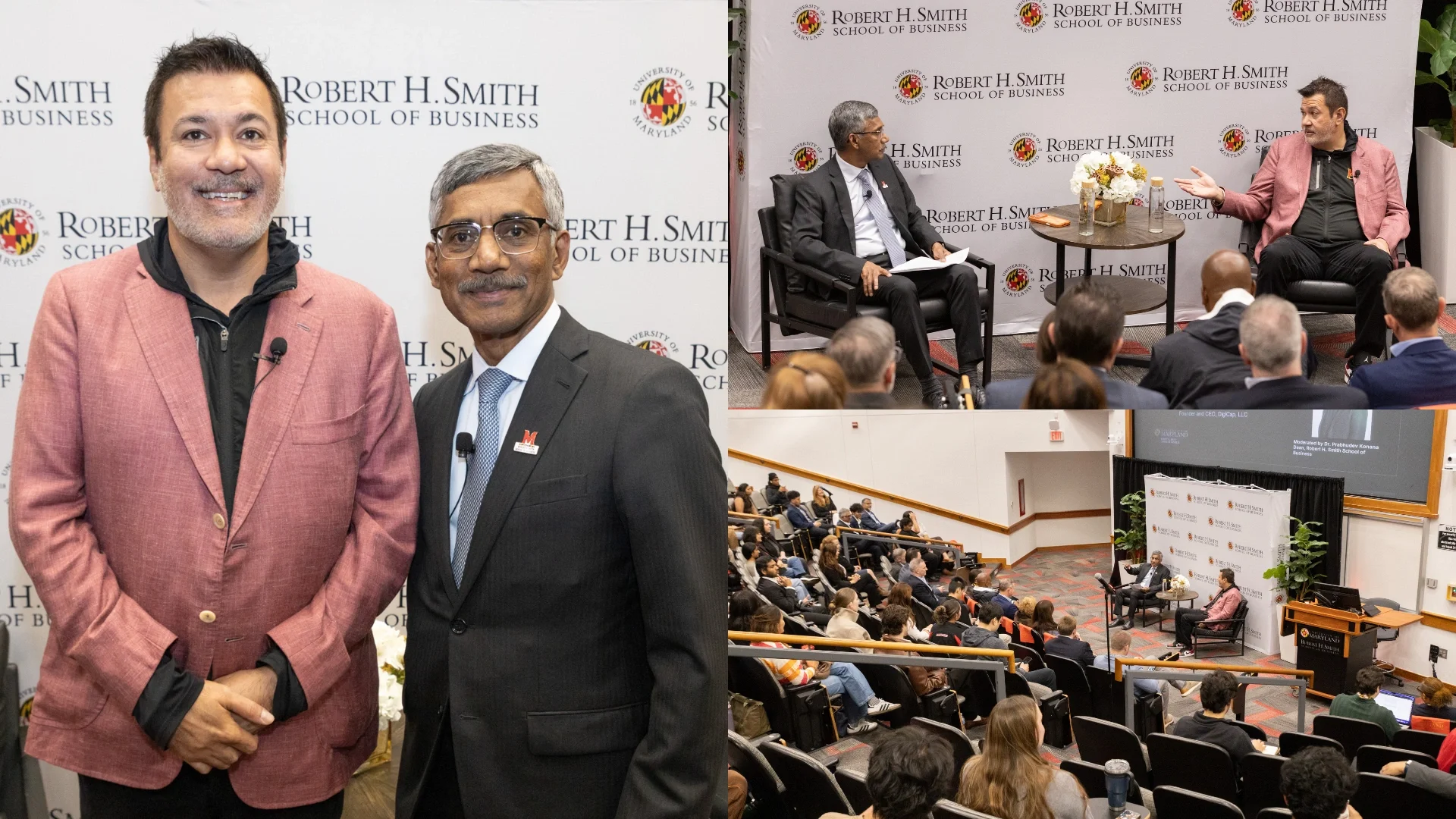 Jay Sunny Bajaj and Dean Prabhudev Konana speak at CEO at Smith event before a seated audience