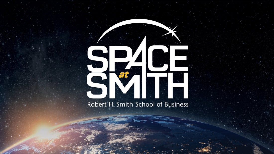 Space at Smith logo above Earth’s horizon against a star-filled space background.