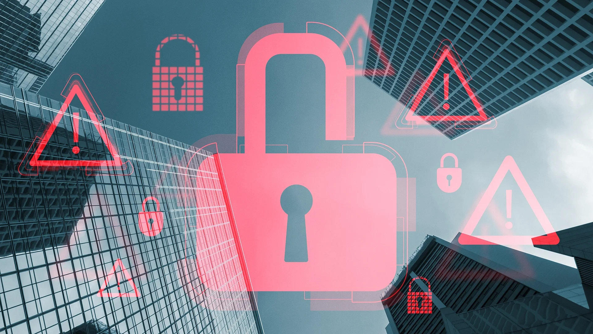 Illustration of an open padlock with warning icons over skyscrapers, symbolizing AI security vulnerabilities, cybersecurity risks and governance challenges following the OpenAI-Hugging Face breach.