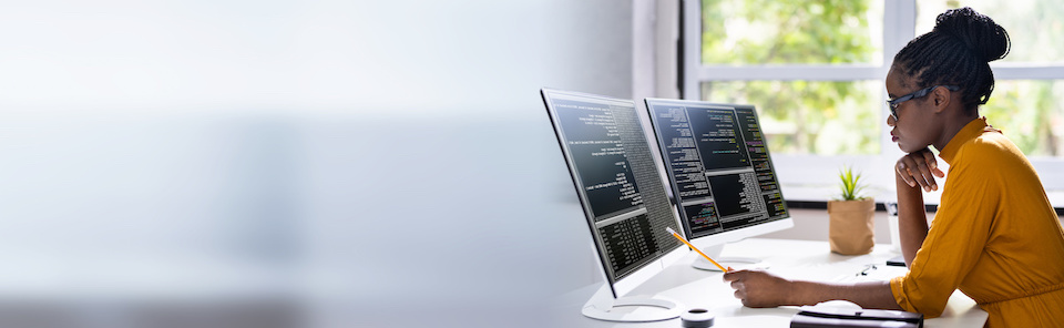 woman working on computer